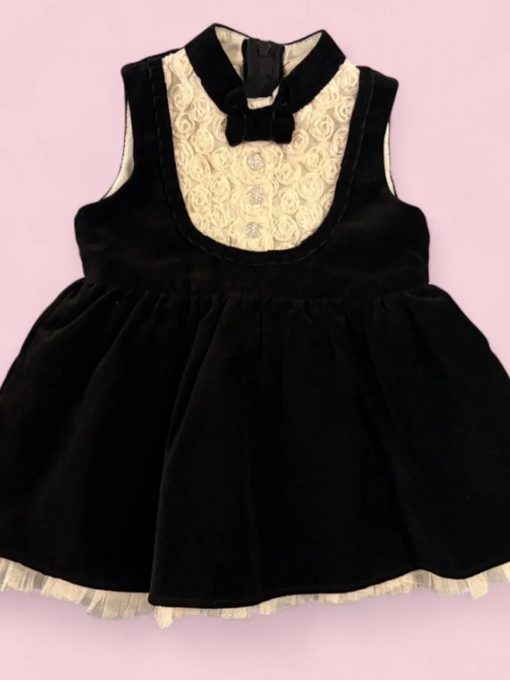 Harajuku Mini for Target Baby Black Velvet & Lace Tuxedo Dress Size 9M